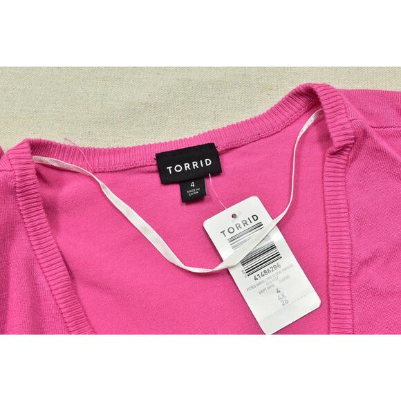Torrid Pink Plus Size 4 (4X/26) Fitted Shrug Long Sleeve Sweater Cardigan NEW - Picture 6 of 8